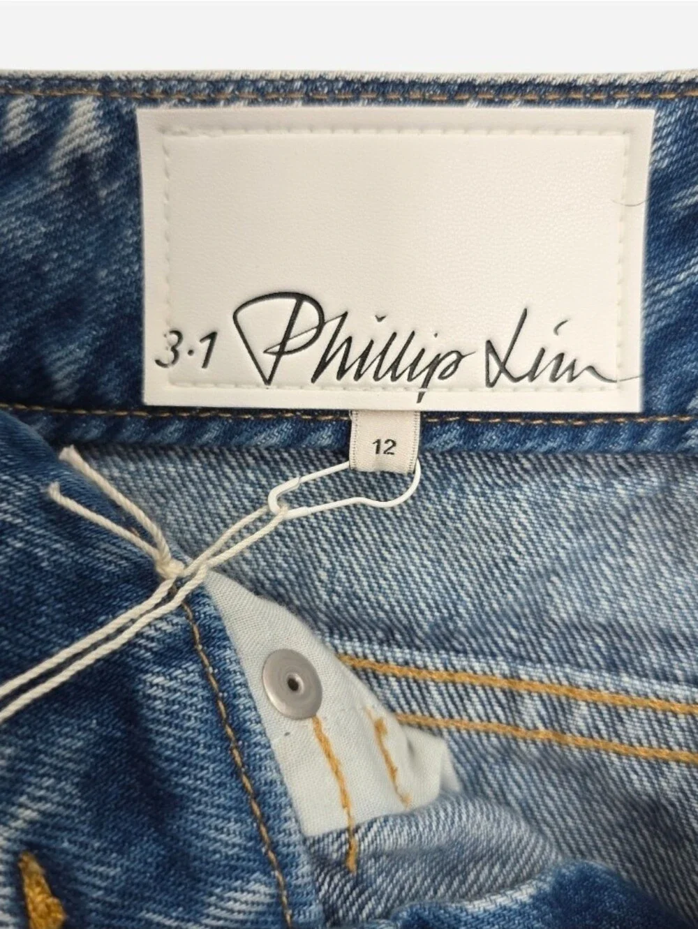 3.1 Phillip Lim Belted High Rise Wide-Leg Jeans, Malibu Blue - Size 12